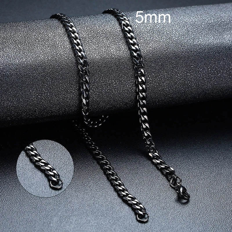 Vnox 18-70cm Curb Chain Necklaces 3-11mm Men's Miami Cuban Link Classic Punk Heavy Metal Stainless Steel Long Women