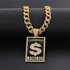Goth Dollar Sign 'Cash Money Records' Iced out Pendant Necklace with Cuban Chain Hip Hop Jewelry for Street Style Rapper Gift