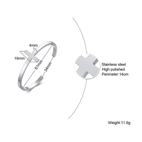 Cross Cuff Bangle Bracelet — Stainless Steel