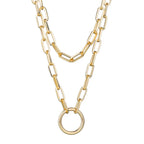 Two-Tone Lock Pendant Double Layer Chain Necklace