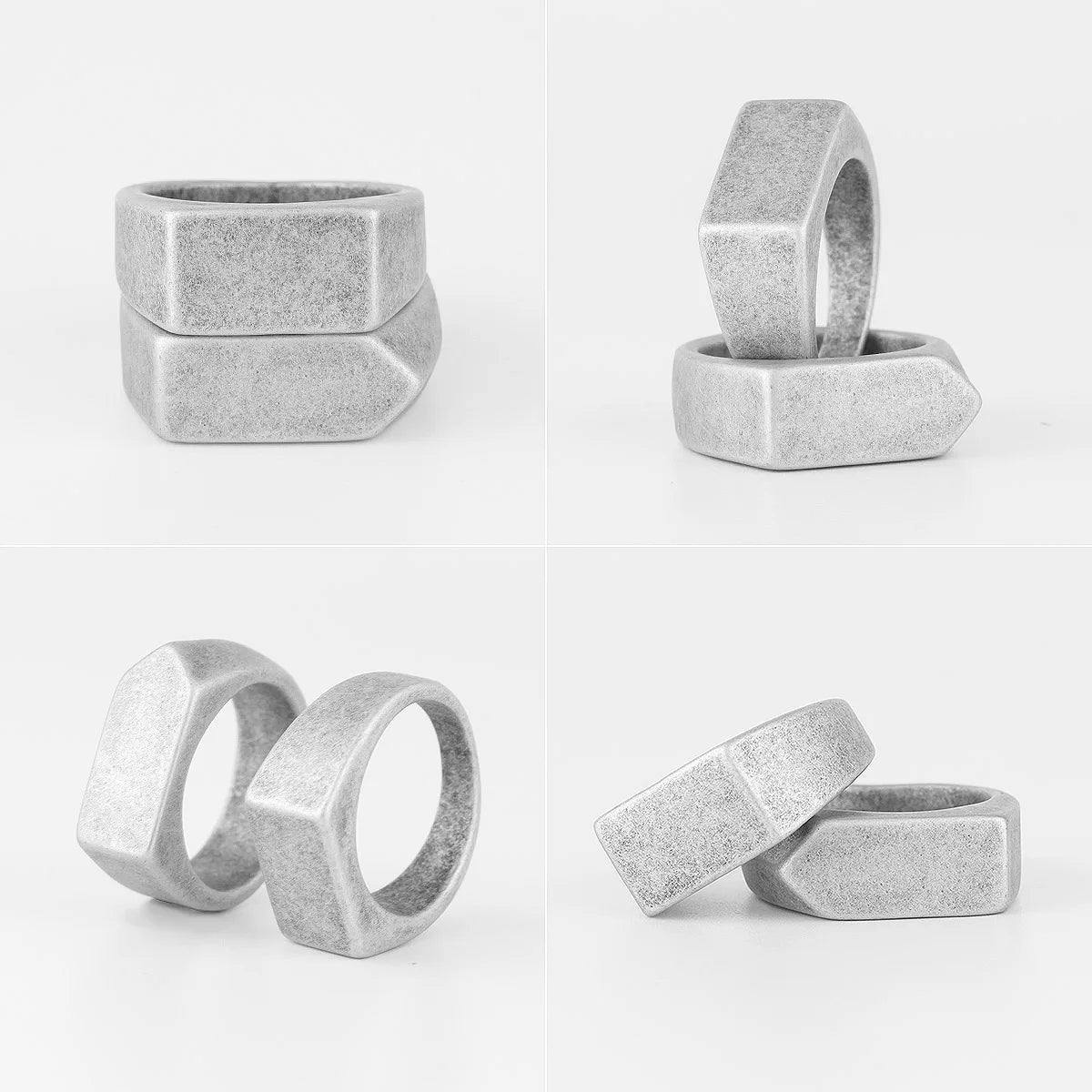 Retro Simple Square Bullet Stainless Steel Mens Rings Vintage Rustic for Male Boyfriend Biker Jewelry Creativity Gift