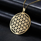 Flower of Life Sacred Geometry Pendant Necklace — Stainless Steel