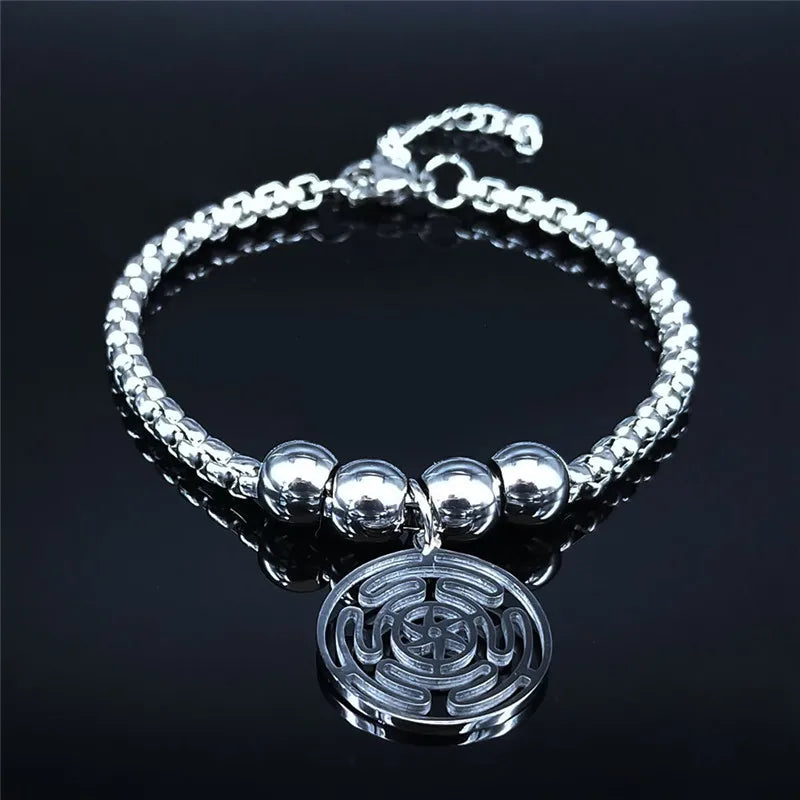 Steel Bracelet Hekate Wheel Strophalos Hecate