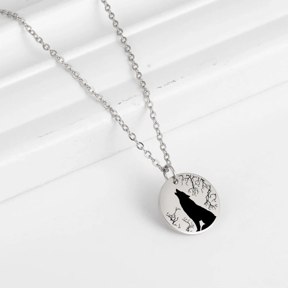 Wolf Moon Pendant Necklace — Silver