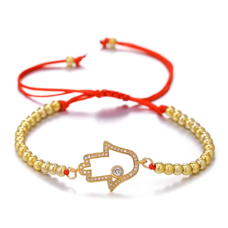Iced Out Hamsa Copper Bracelet — Adjustable