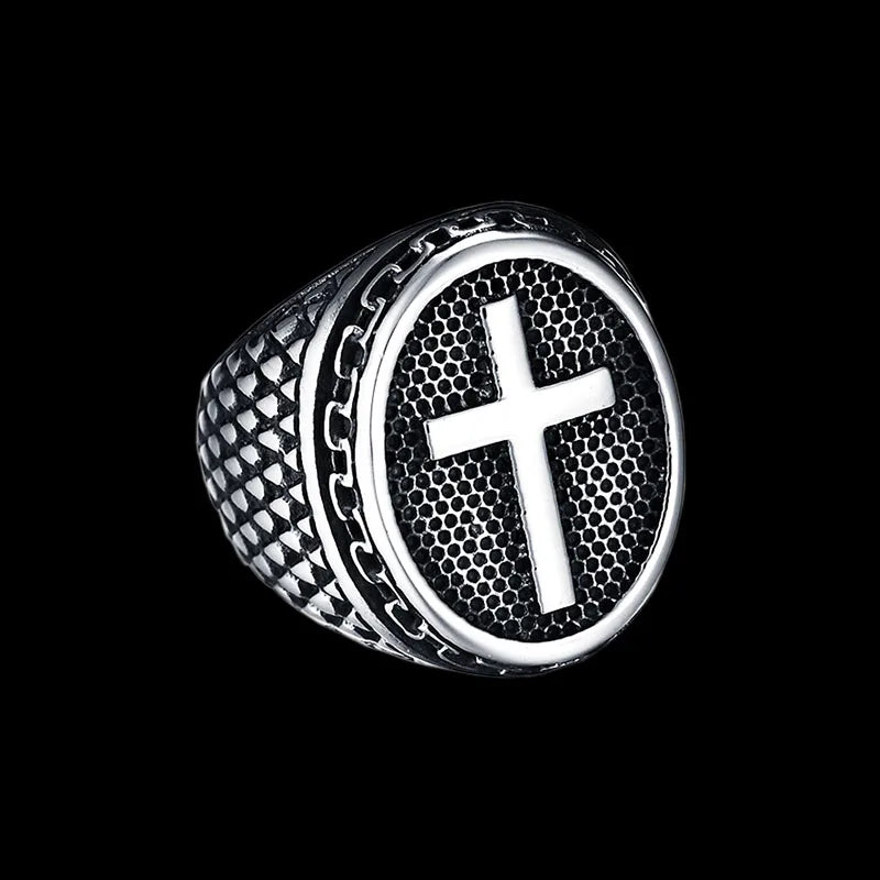 Viking Style Cross Ring Band — 316L Stainless Steel