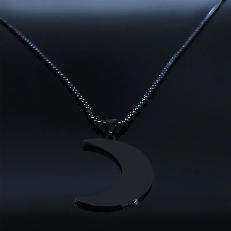 Witchcraft Moon Pendant — Black Stainless