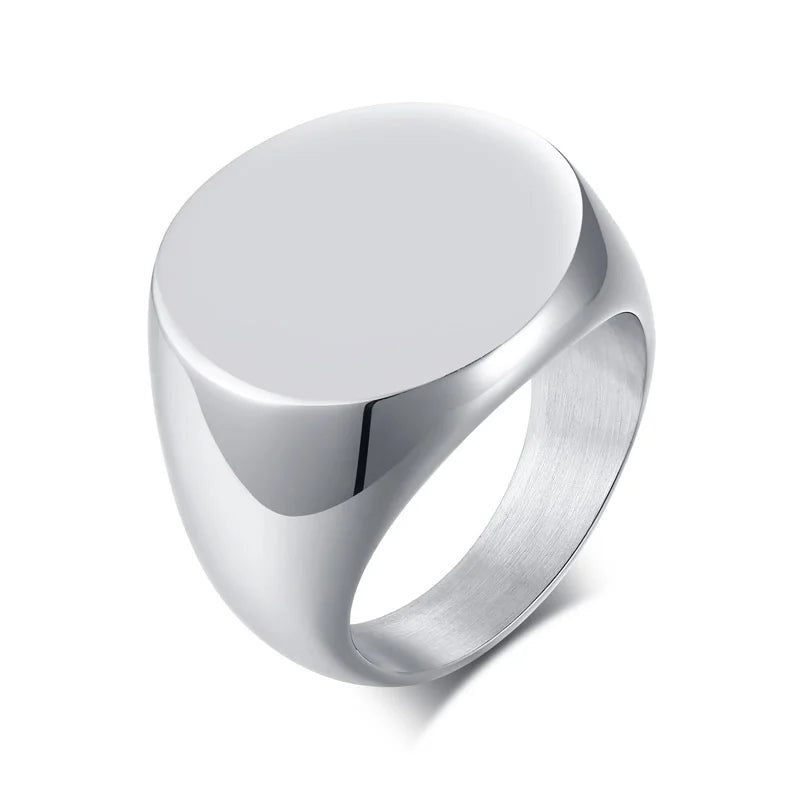 12.5mm Black Square Signet Ring — Stainless Steel