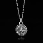 Viking Vegvisir Rune Compass Pendant — Stainless Steel