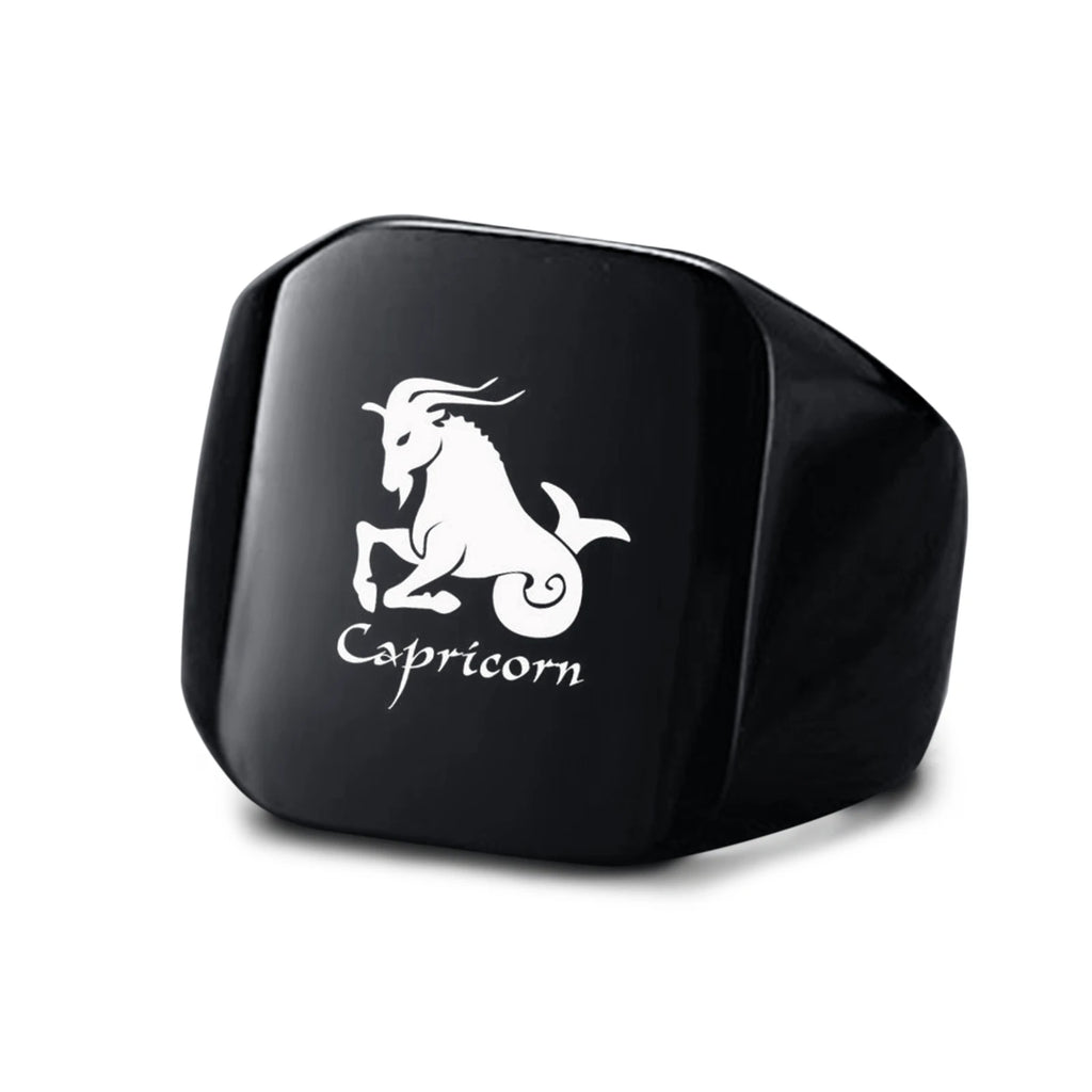 Vnox 18mm Signet Ring For Men Women, The Zodiac 12 Horoscope Constellation Sign Finger Band, Stainless Steel Aries Punk