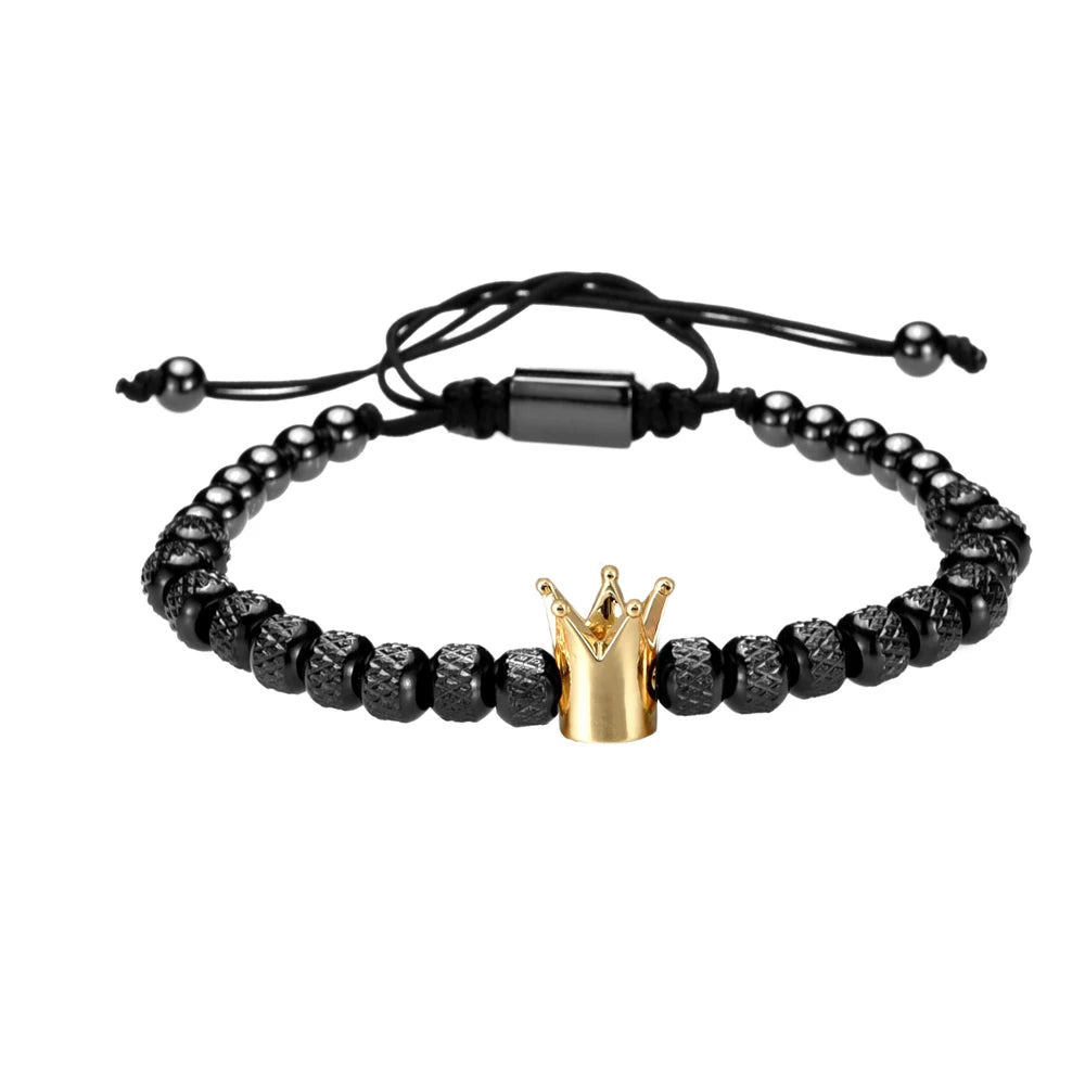 Luxury Crown Men Bracelet 316L Stainless Steel Bracelet Banlge Titanium Steel Gold Color Bracelet Adjust Size Men
