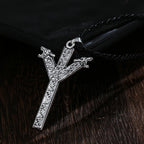 Viking Rune Algiz Double Wolf Pendant — Stainless Steel