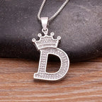 Nidin Luxury A-Z Crown Alphabet Pendant Chain Necklace Punk Style Lucky Initial Name Jewelry Fine Party Wedding