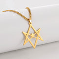 Thelema Unicursal Hexagonal Symbol Men's Stainless Steel Necklace Vintage Simple Pendant Religious Talisman Emblem