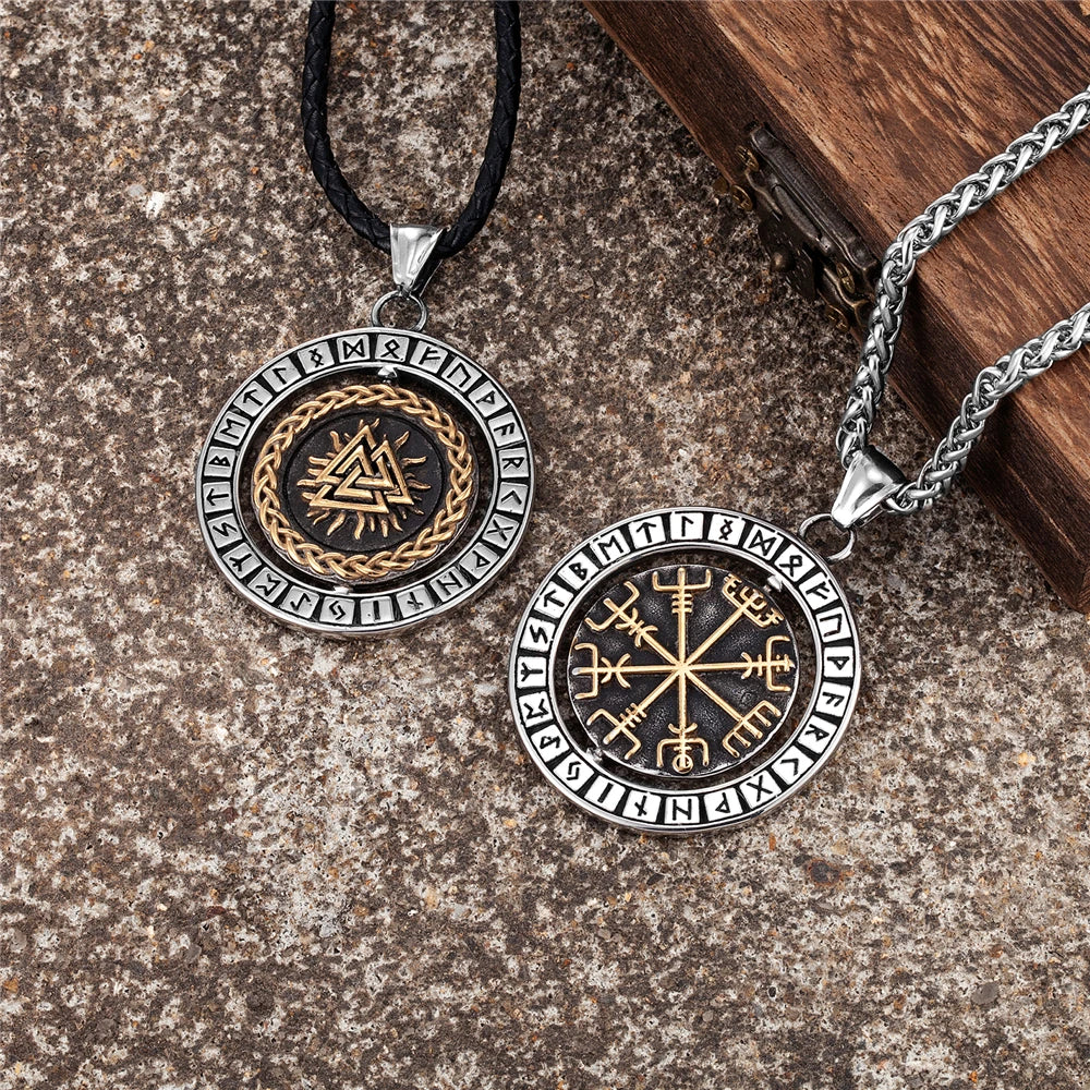 Viking Vegvisir Stainless Steel Pendant Necklace