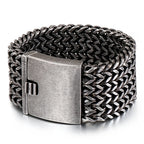12/18/30MM Wide Black Stainless Steel Bracelet Men 23CM Retro Massive Mens Charm Bracelets 2020 Friendship Mens