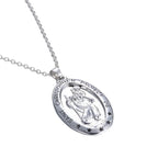 Trendy St. Christopher Pattern Oval Pendant Necklace Women's Necklace Fashion Clavicle Chain Pendant Accessories Party