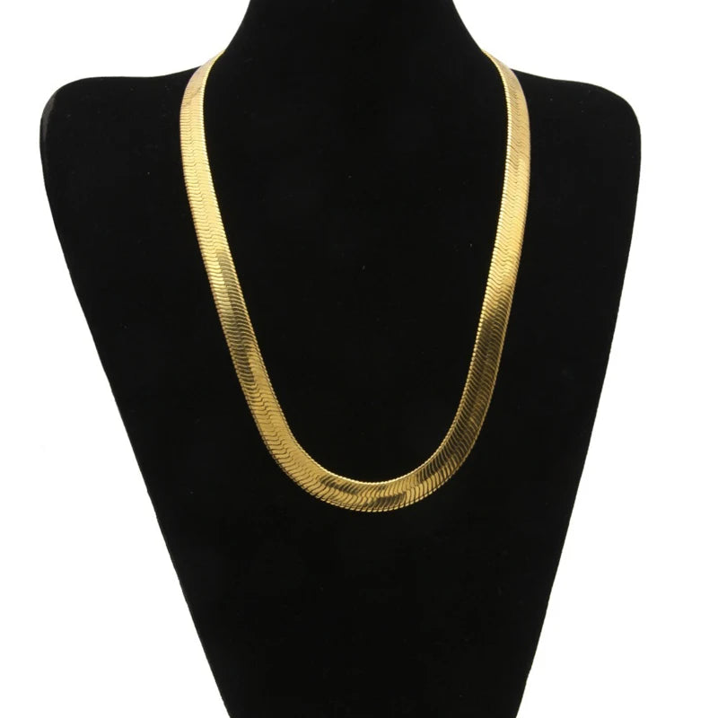 Brand Necklace Long/Choker 10MM Vintage Casual Gold Color Hip Hop Chain For Men Jewelry Maxi Necklace