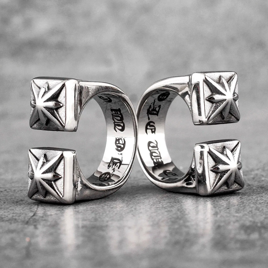 Vintage Gothic Flower Stainless Steel Mens Open Rings Punk Unique for Women Boyfriend Biker Jewelry Creativity Gift