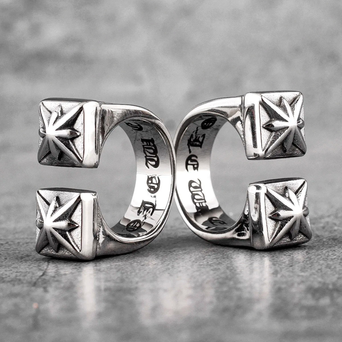 Vintage Gothic Flower Stainless Steel Mens Open Rings Punk Unique for Women Boyfriend Biker Jewelry Creativity Gift