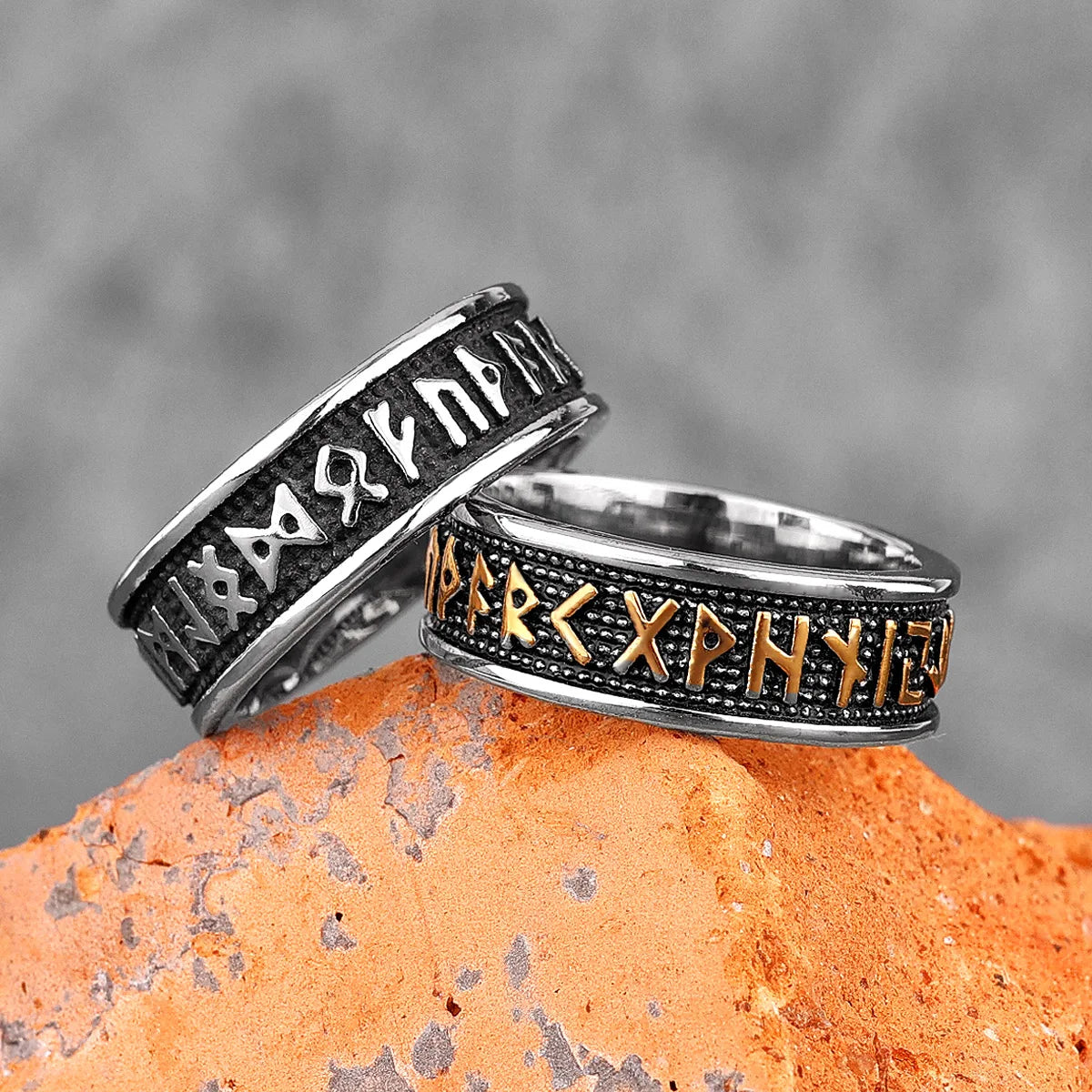 Retro Viking Character Stainless Steel Mens Rings Punk Simple Amulet For Male Boyfriend Biker Jewelry Creativity Gift