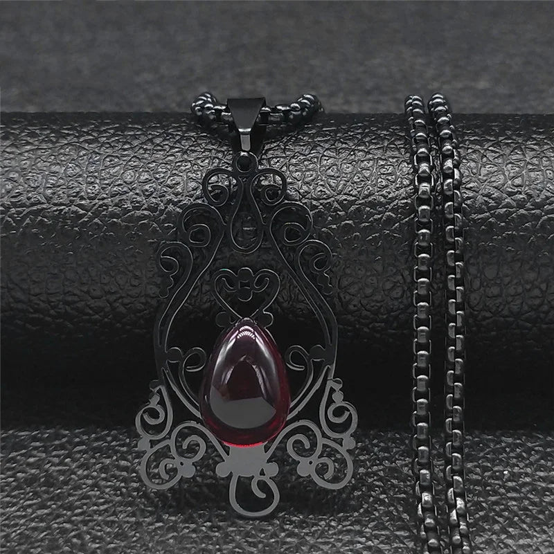 Gothic Flower Pendant Necklace — Stainless Steel
