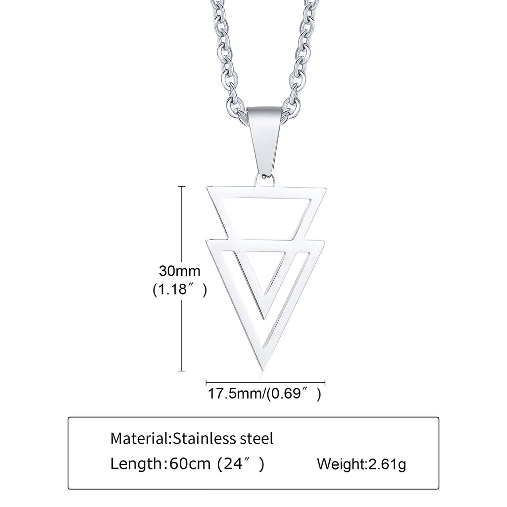 Black Triangle Pendant Necklace — Stainless