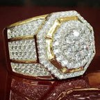Fashion Men's Triple Layer Zircon Irregular Ring Large Center Zirconia Crystal Male Ring for Men Jewelry Accessories