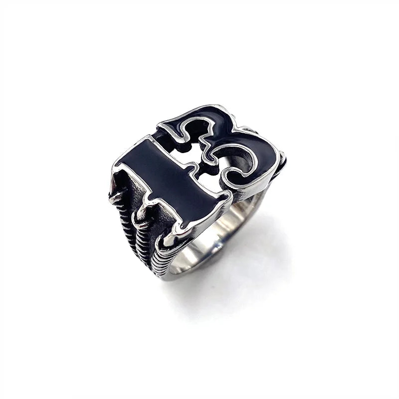Lucky Number 13 Vintage Men Ring Stainless Steel Claw Gothic Gold Color Punk Jewelry Unisex Gift For Men Retro Hip Hop