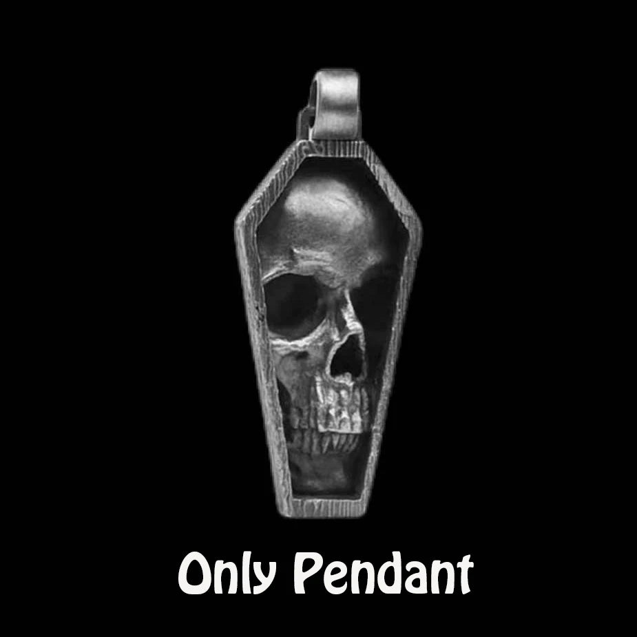 Onlysda Charms pendentif Gold Skull Pendant Necklace Men's Fashion Biker Punk Steel Chain Jewelry Antique Halloween Gift OSDZ035