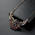Sunspicems Gray Crystal Bohemia Turkish Women Pendant Necklace Retor Gold Color Indian Flower Charm Choker Wedding