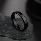 4mm Simple Smooth Women Rings Black Stainless Steel Men Rings Birthday Gifts Rings for men