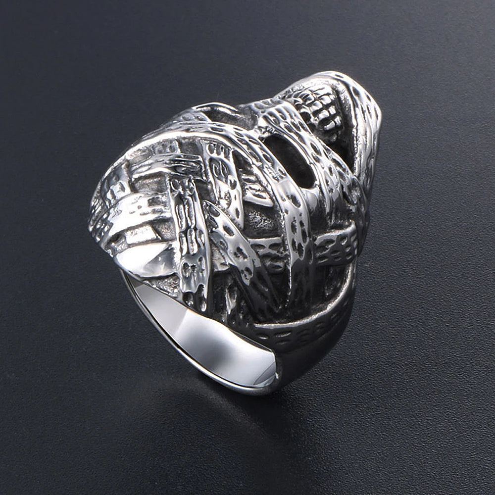 Ancient Egyptian Mummy Skull Ring For Men Punk Retro Egyptian Stainless Steel Biker Ring Hip Hop Rock Jewelry Store