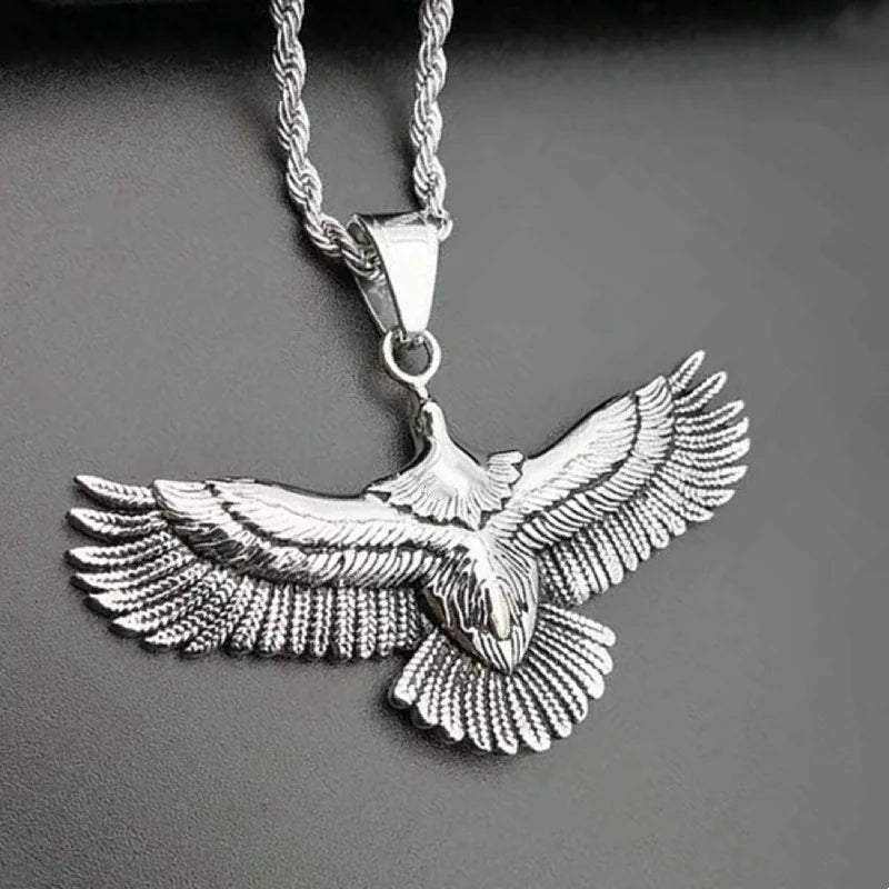 Trendy Eagle Pendant Silver 925 Men Necklace Retro Punk Style Flying Eagle Choker Necklace Male Party Accessories Boyfriend Gift