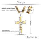 Stainless Steel Crucifix Jesus Byzantine Link Chain Necklace Fish Bone Pattern Cross Pendant Necklace Catholic Jewelry