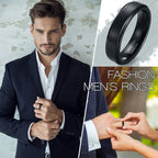 Vnox 5mm Tungsten Wedding Band for Men Women, Black Anti Scratch Carbide Tungsten Ring, Classic Simple Gentle Ring