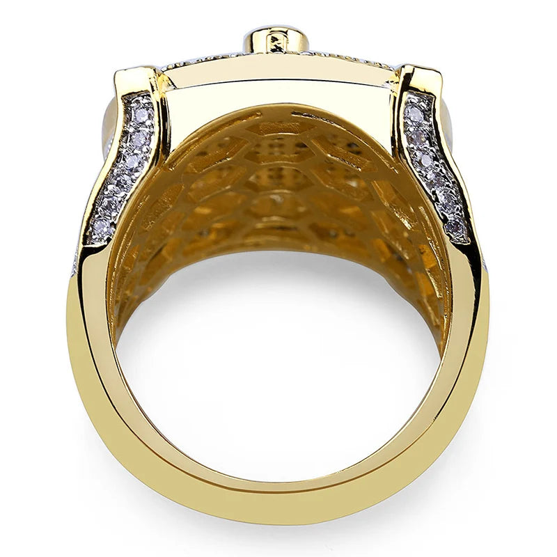 Hip Hop Micro Pave AAA Cubic Zirconia Bling Iced Out Freemasonry Masonic Rings for Men Rapper Jewelry Size 7-11