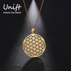 Flower of Life Sacred Geometry Necklace Stainless Steel Mandala Neck Chain Women Men Vintage Universal Spiritual Jewelry