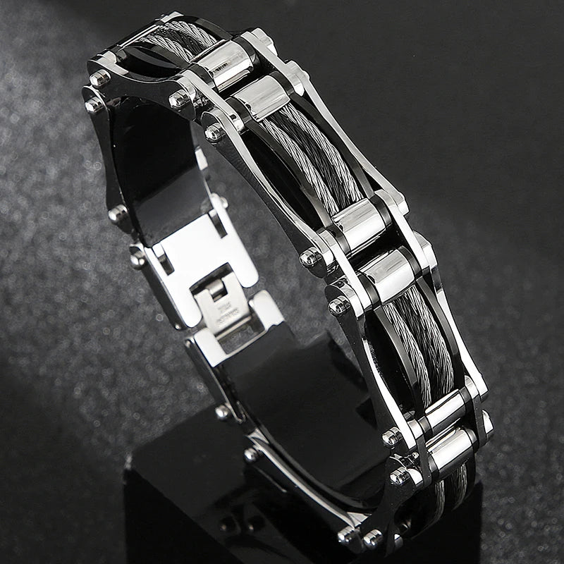 16MM Width Twist Chain Bracelet Man Heavy Black Stainless Steel Men's Bracelets On Hand Mannen Armband Male Jewelry