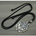 Guanyin Buddha Rope Pendant Necklace — Black