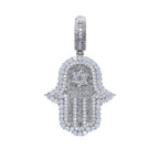 Iced Out Hamsa Hand Pendant Necklace Micro Pave Cubic Zirconia For Women Bling 5A CZ Box Chain Hip hop Boy Men Jewelry