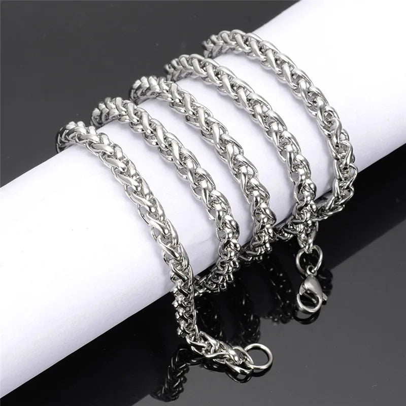 Wholesale Price Width 4MM Stainless Steel Chain Necklace For Men Fashion Hip-Hop Rock Style Gift Jewelry Titanium Steel Necklace
