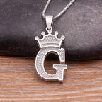 Nidin Luxury A-Z Crown Alphabet Pendant Chain Necklace Punk Style Lucky Initial Name Jewelry Fine Party Wedding