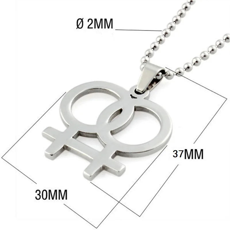 2024 Fashion LGBT Gay Pride Rainbow Girl Boy Symbol Necklaces Pendant Stainless Steel Necklace Men Jewelry