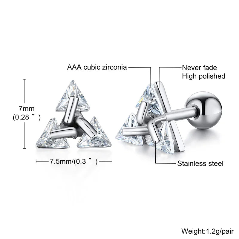 Iced Out Triangle Zircon Stud Earrings — SS