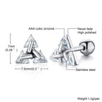 Iced Out Triangle Zircon Stud Earrings — SS