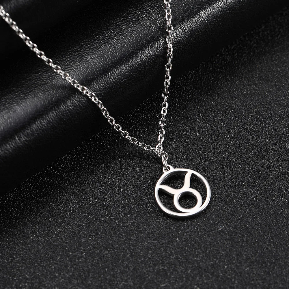 Cazador Zodiac Pendant Necklace for Women 12 Constellation Aries Pisces Gemini Chocher Stainless Steel Jewelry Gold Color Gifts