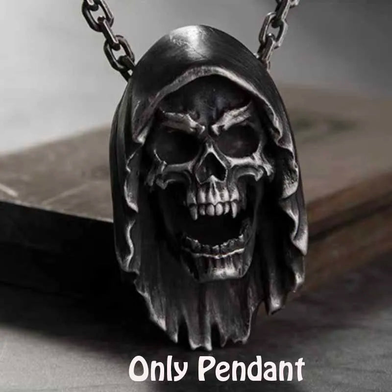 Onlysda Charms pendentif Gold Skull Pendant Necklace Men's Fashion Biker Punk Steel Chain Jewelry Antique Halloween Gift OSDZ035