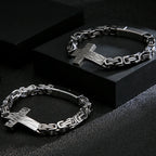 Cross Braslet Men Stainless Steel Armband For Men 7MM Link Chain Mens Bracelets Birthday Gfts For Boyfriend Logo Name