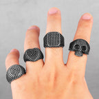 Retro Black Spot Geometry Skull Stainless Steel Mens Rings Simple for Male Boyfriend Biker Jewelry Creativity Gift